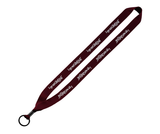 3/4" Polyester Lanyard w/Metal Crimp, Split-Ring & Metal Bulldog Clip